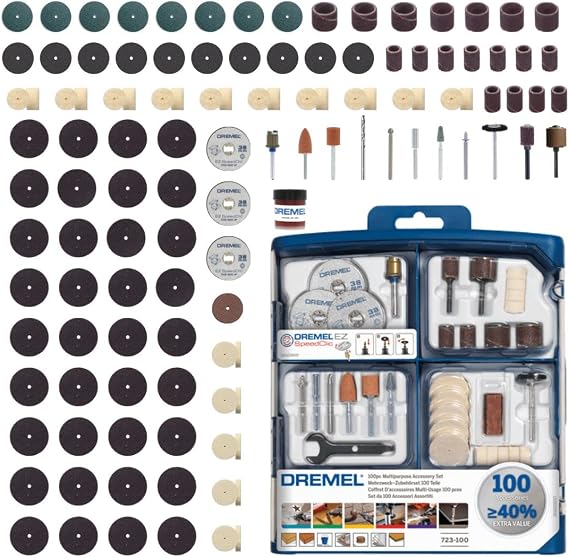 Dremel 723 EZ SpeedClic Çok Amaçlı Aksesuar Seti, 100'lü