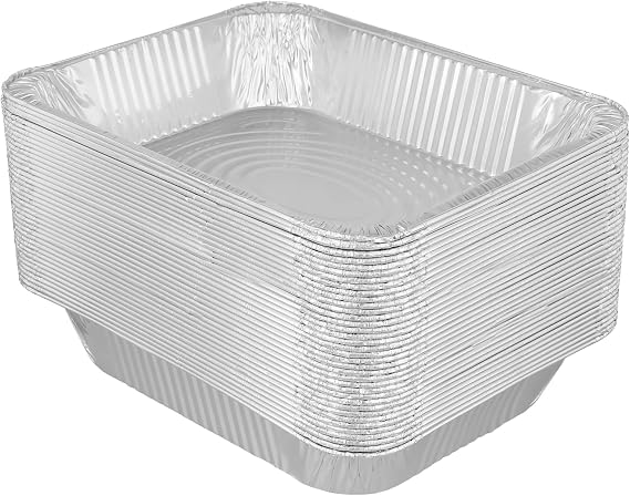 HAKZEON 36 Pcs 10x13 Inch 3500ml Disposable Aluminum Foil Pans, 2.5 Inch Deep Foil Baking Trays for Roasting, Cooking, Heating and Storing