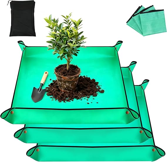 3Packs Repotting Mat, 26.8x26.8 Inch Thickened High Density PE Waterproof