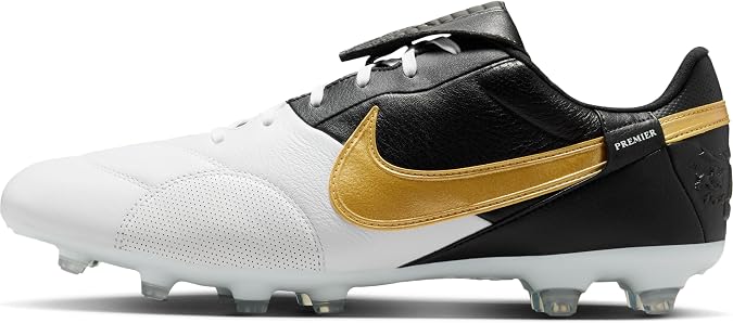Nike Premier 3 FG Low Top Football Boot HM0265, White Metallic Gold Black, 9 UK