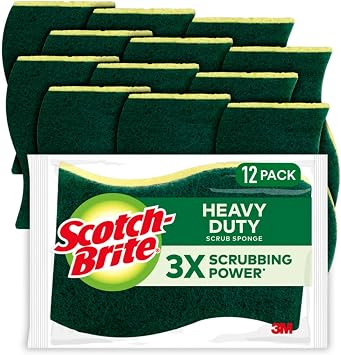 Scotch-Brite Heavy Duty Scrub Sponges, For Washing Dishes and Cleaning Kitchen, 12 Scrub Sponges