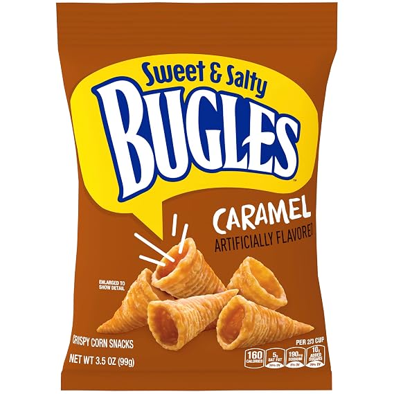 Bugles Corn Snacks, Caramel, 3.5 Oz (Pack of 7)