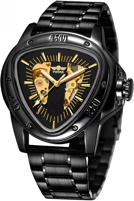 Men's Automatic Watches for Men Luxury Top Brand Hollow Triangle Male Mechanical Wristwatches Skeleton Waterproof