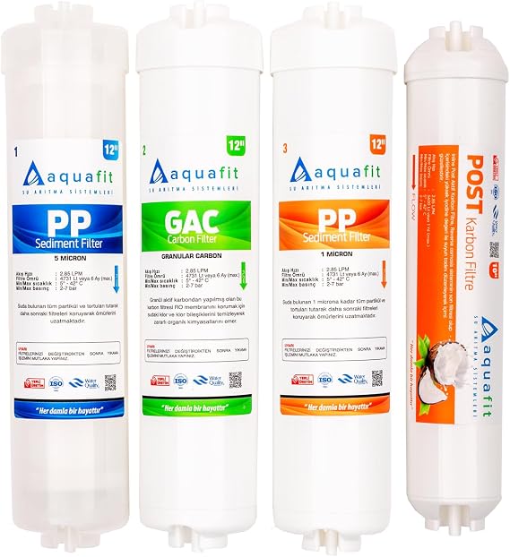 Aquafit Kapalı Kasa Su Arıtma Cihazı Iki Tarafı Çubuklu 4'lü Filtre Seti