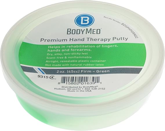 BodyMed Premium Hand Therapy Putty, Green, 2 Oz., Firm, Strengthening Therapy Putty for Physical Rehabilitation