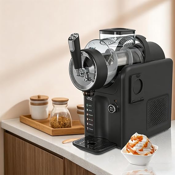 GAENZA 2-IN-1 Slush Machine & Ice Cream Maker Machine with Ice Cream Cone Holder, 6 Modes for Smoothies, Milkshakes, Cocktails, Coffee, And Ice Cream, Self-Cleaning, for Home & Business,Black