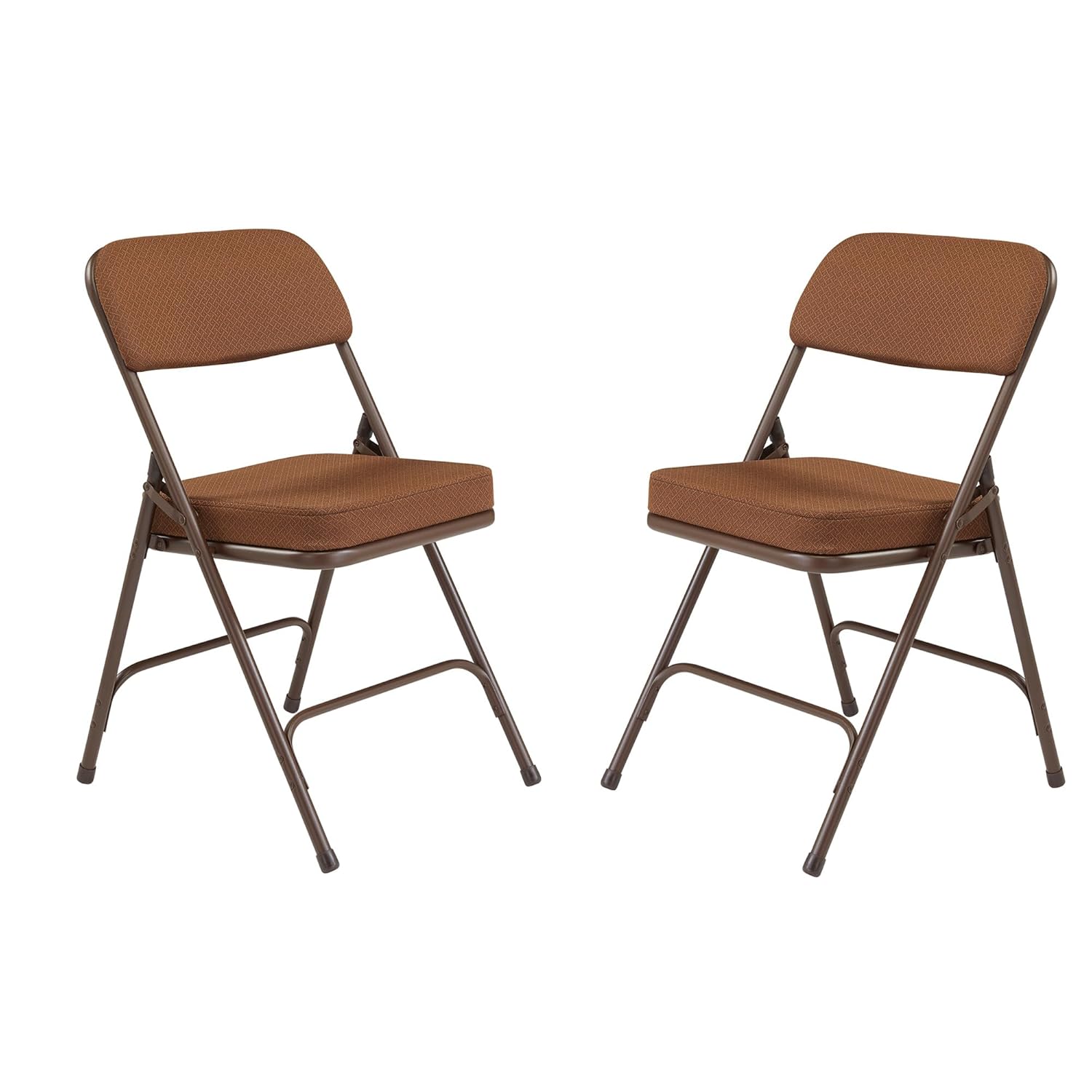 Premium Cushioned Portable Folding Chairs by National Public Seating 3200 Series Upholstered, Heavy-Duty Foldable Chairs for Indoor & Outdoor Use Set of 2, Comfortable & Durable, Gold with Brown Frame