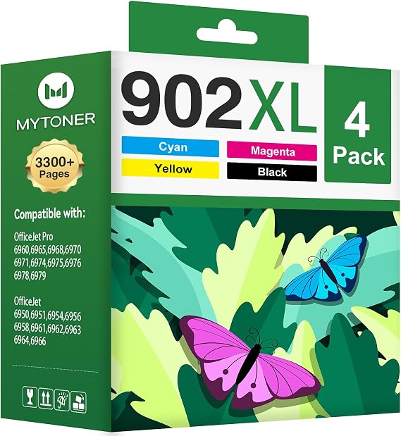 MYTONER 902XL Ink Cartridges Combo Pack Replacement for HP 902XL (4Pack) M1