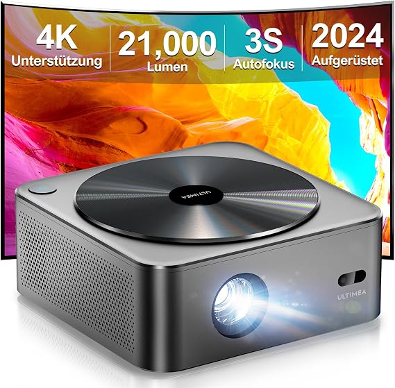 Ultimea Projector Full HD 1080P Native with Auto Focus and 6D Keystone Correction Projector 4K Home Cinema Supports 700 ANSI 21000 Lumens 5G WiFi Projector Outdoor Projector for iOS/Android/TV Stick