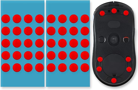 Mouse Skates Set for Logitech G PRO Wireless, Ultra Fast Mouse Feet for Logitech G PRO Wireless, Mouse Dot Skate Set, Rounded Edges, Perfect Gliding Properties for Gaming, Office, Red, Pack of 40