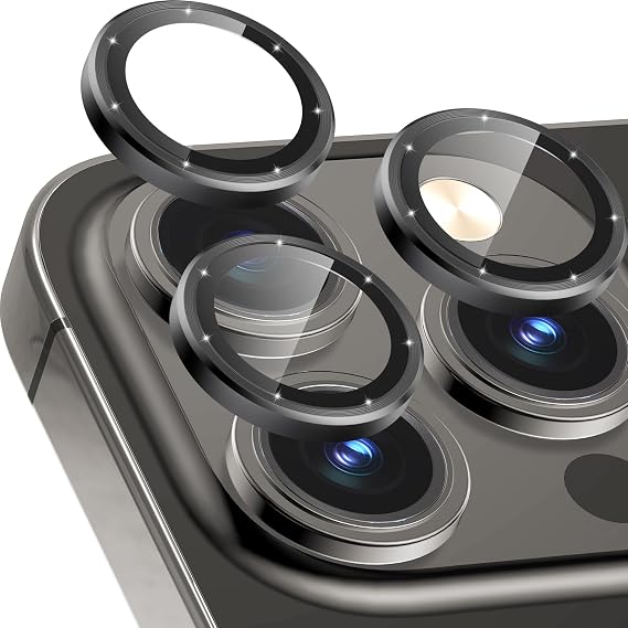 CloudValley Camera Lens Protector for iPhone 13 Pro - iPhone 13 Pro Max, Tempered Glass Film, Aluminum Alloy Lens Protective Cover, Graphite