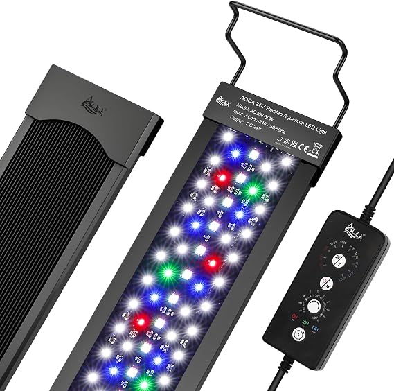 AQQA LED Aquarium Light, 24/7 Mode High Lumen Full Spectrum Fish Tank Light | DIY Mode, Adjustable Timer/Brightness, Extendable Bracket, Memory Function, IP68 Waterproof, Fits for 4855 Inch Tanks