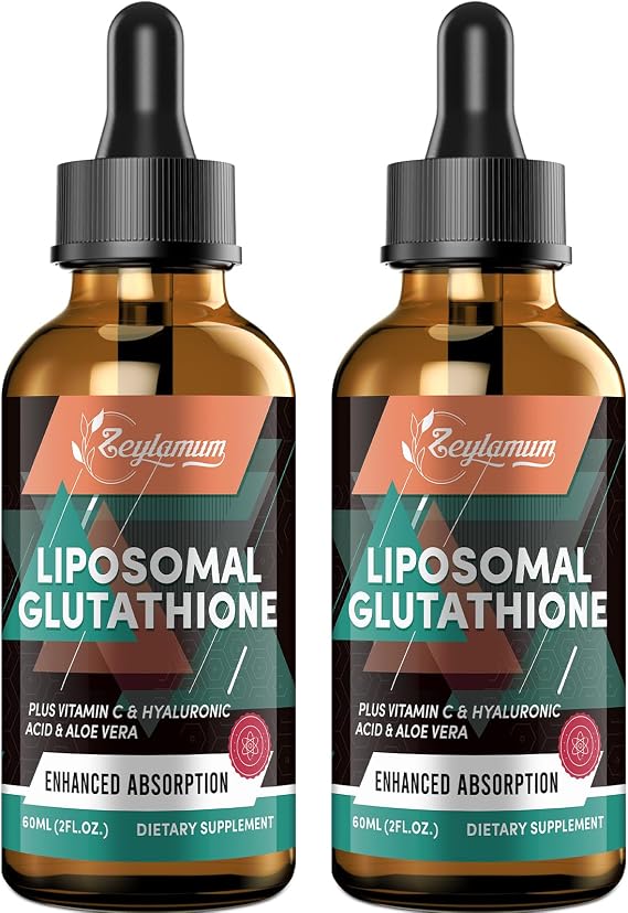 Zeylamum 2000MG Liposomal Glutathione Liquid Drops Enhanced Absorption Glutathione Supplement with Vitamin C Hyaluronic Acid L-Glutathione Non-GMO Antioxidant for Liver Detox Immune System 4.05 OZ