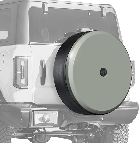 Boomerang USA - 35" Color-Matched Rigid Tire Cover - (Cactus Gray) - Compatible with Ford Bronco (with Back-up Camera) - (2021-2024) - Wildtrak, Everglades & All Sasquatch Models