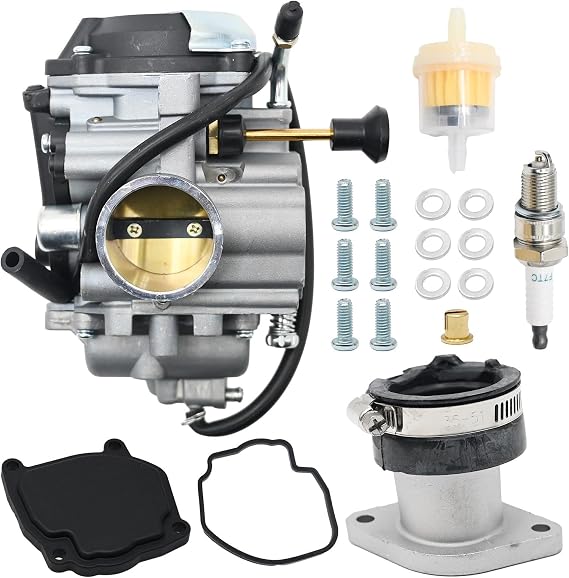 YFM250 Carburetor w/Fuel Filter Replacement for Yamaha Bear Tracker 250 YFM250 YFM250X 1999-2004 Replace#: 4XE-14140-12-00, 4XE-14140-13-00