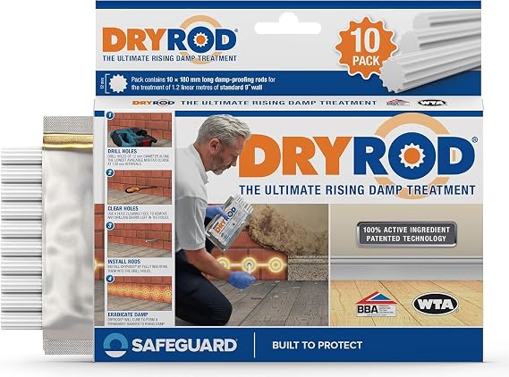 Damp Proofing Rods (10 Pack) - BBA-Approved Rising Damp Treatment, Stronger Than DPC Injection Creams. Coverage 3.9 ft.