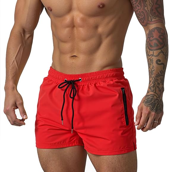 Mens 5" with Zipper Quick Dry Beach Shorts for Swimming Men Bathing Suit