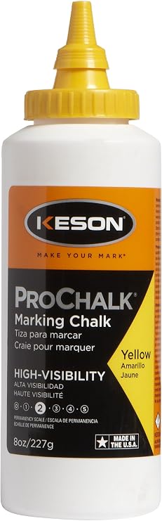 Keson 8Y ProChalk High Visibility Marking Chalk - Level 2, Yellow, 8-Ounce