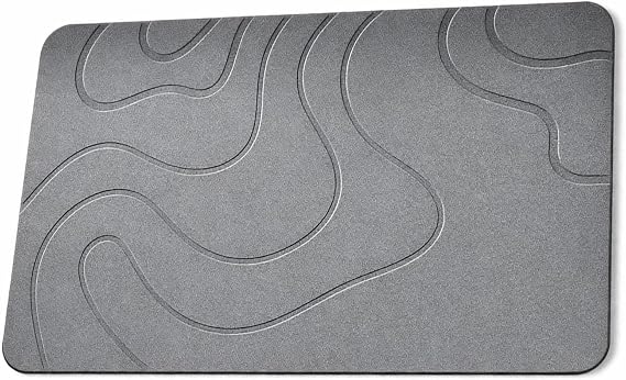 Stone Bath Mat Quick Dry, Diatomite Stone Bath Mat for Bathroom and Kitchen Use, Fast Drying Stone Mat for Wet Areas with Non-Slip Design, Diatomite Bath Mat Measuring 30 x 50 cm–Grey