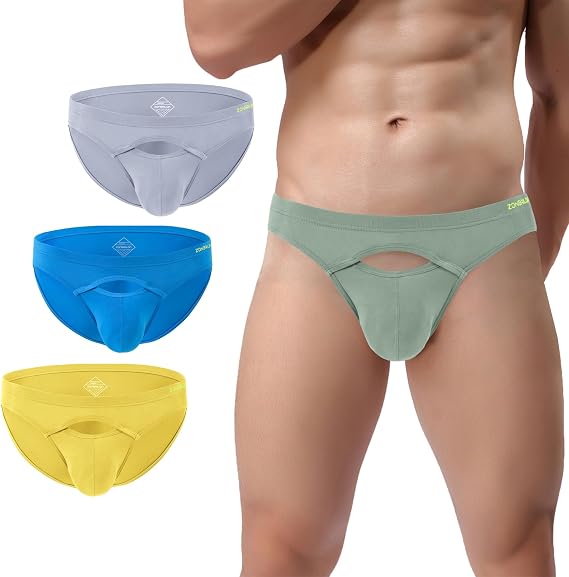 SUMABA Mens Sexy Bikini Underwear Pack Horizontal Briefs Low Rise Multicolor Man Cut out Pouch Briefs Comfort Male Panties xl Soft Underpants