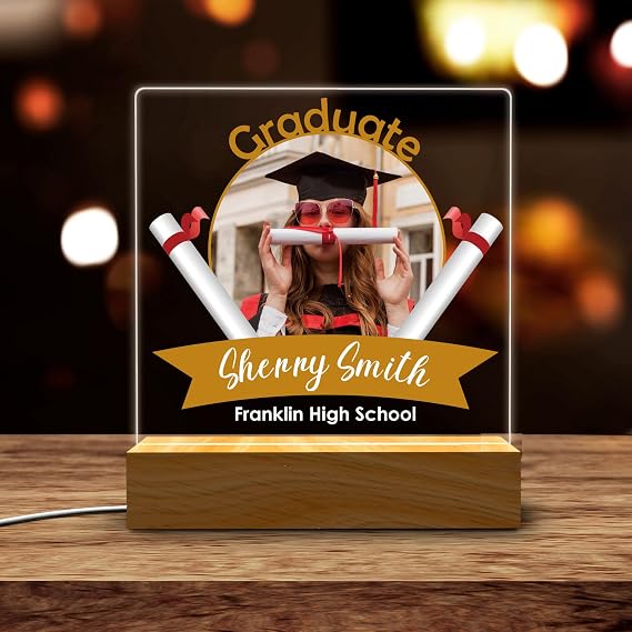 Personalized Photo Night Light Graduation Gifts, Bachelor Degree University Completion Gift, Photo Graduation Night Light 3D Led Lamp, Congrat Grad Gifts for Her Him