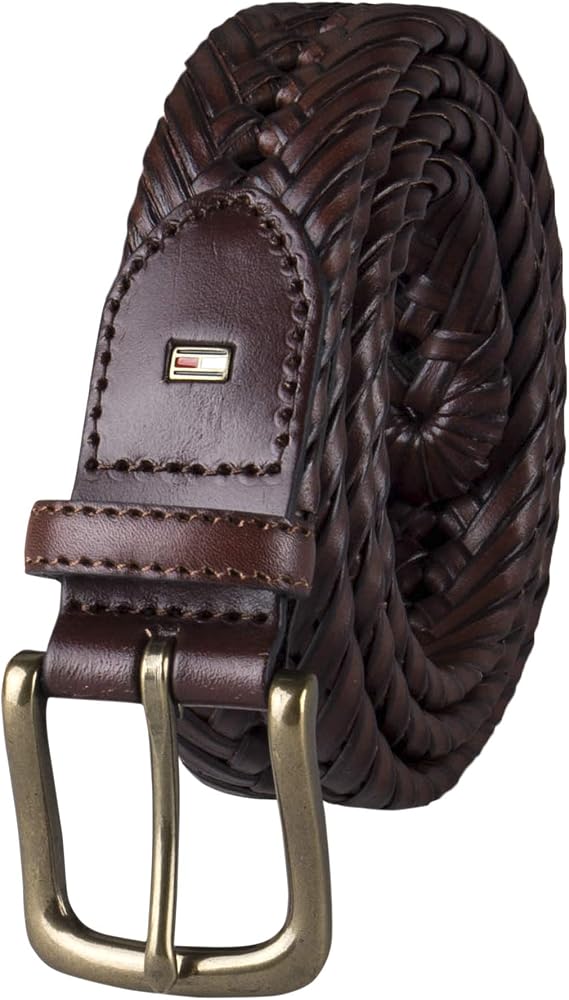 Tommy Hilfiger Men's Leather Woven Braid Fully Adjustable Belt