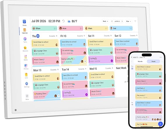 Canupdog Digital Calendar, 10.1inch Smart WiFi Digital Calendar&Chore Chart, Touch Screen HD Display for Family Schedules, Share Moments Instantly from Anywhere, Gifts for Women Mom