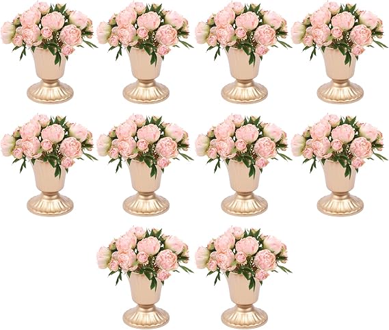 10 Pcs Gold Flowers Vases for Centrepieces, Wedding Table Centerpiece Decoration for Reception, Home Flower Stand for Birthday Ceremony Christmas Events Indoor Outdoor (3.9'' H)