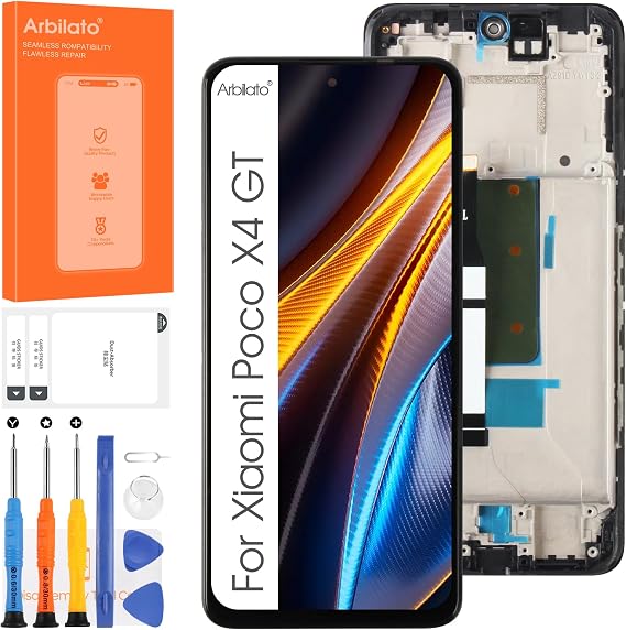 Screen for Xiaomi Poco X4 GT Screen Replacement for Poco X4 GT LCD Screen 22041216G Touch Display Digitizer Assembly Repair Parts(Black with Frame)