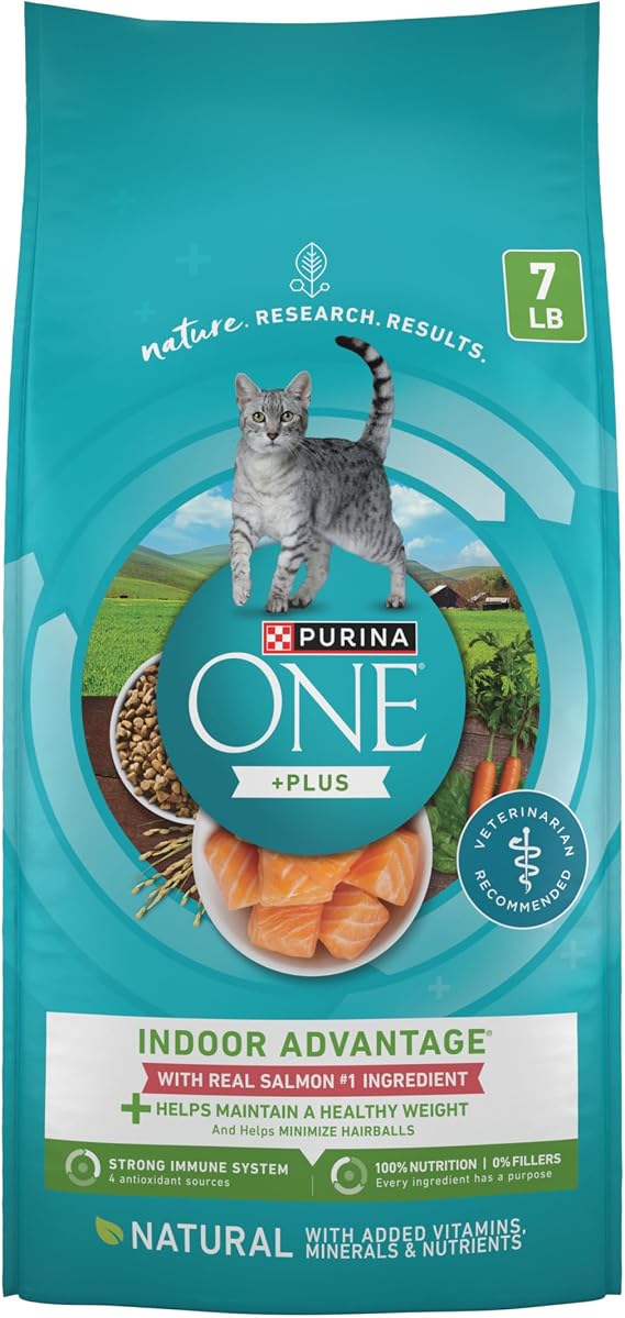 Purina ONE Indoor Advantage Weight Control Cat Food, Salmon, 7 lb Bag
