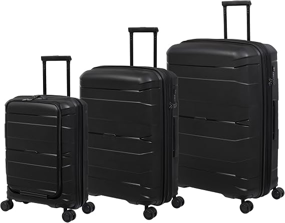 it Luggage Momentous Hardside 8 Wheel Expandable Spinner Set of 3, Black, 3 Pc Set, It Luggage It Luggage Momentous Hardside 8 Wheel Expandable Spinner Set of 3