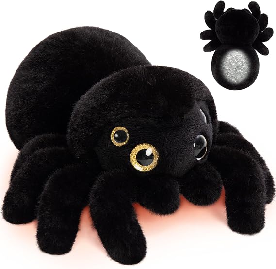 MorisMos Microwavable Stuffed Spider Plush, 1.65Lbs Heated Spiders Stuffed Animals, Cozy Heatable Unscented Plush, Black, 14 Inch