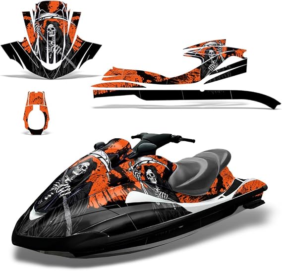 Jet Ski Graphics kit Sticker Decal Compatible with Yamaha WaveRunner 2002-2005 - Reaper V2 Orange