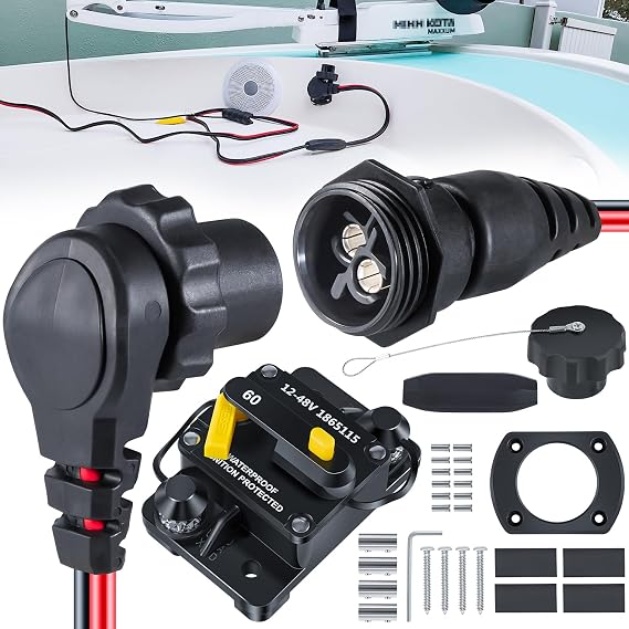 1865120 MKR-28 Trolling Motor Plug Receptacle+1865115 MKR27 Circuit Breaker