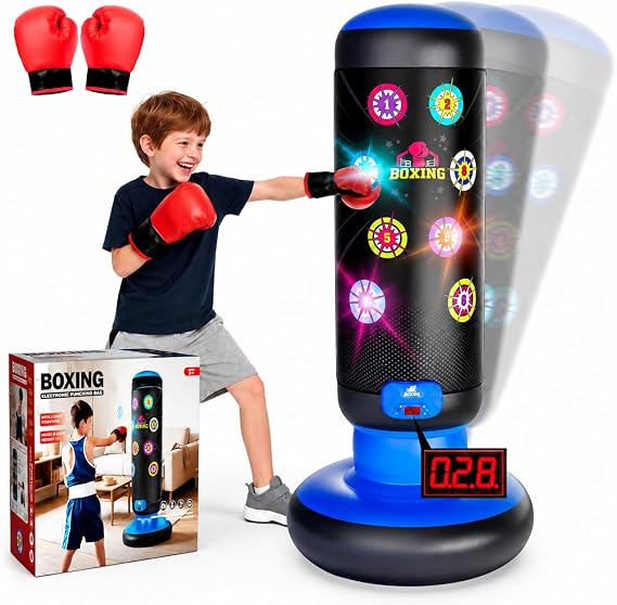 HopeRock Punching Bag for Kids,Boxing Set with Scoring, Light, Music