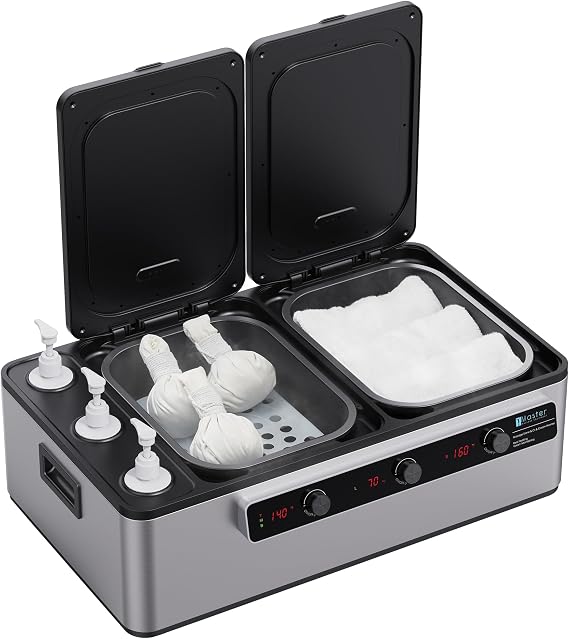 Master Massage Professional Electric 2IN1 Massage Stone Heater & 3 Bottle Massage Oil & Lotion &Gel Warmer-Digital Multifunctional Heating Equipment Combo