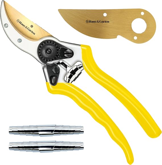 Haus & Garten ClassicPRO Titanium Bypass Pruning Shears + Replacement Blade + Springs Bundle