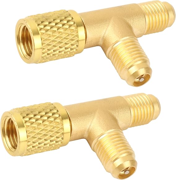 Quick Coupler Access Tee, 1/4 Inch SAE Valves Core Tee Adapter, 2 Pcs