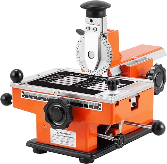 MXBAOHENG Manual Nameplate Metal Label Stamping Printer Machine Marking Machine for Metal (Dot Matrix 4mm)