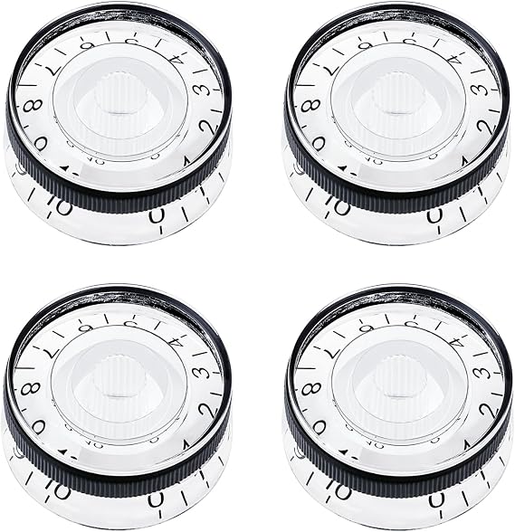 Banworks 60s Style Electric Guitar Control Knobs Imperial 24-Spline 2 Tone 2 Volume Knobs 6mm 1564 Speed Knobs for Gibson Les Paul SG Electric Guitars Pack of 4 JTXN-08 Transparent