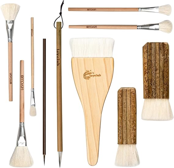 10 Pcs Pottery Glaze Brushes, Wool Soft Bristle for Pottery Making