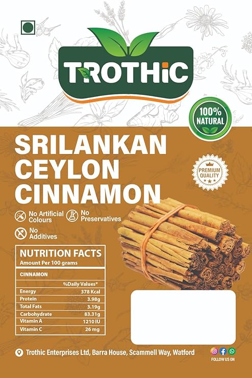 Trothic Spices Ceylon Cinnamon Sticks | Sri Lankan Dalchini Cinnamon Stick | World's Finest Ceylon Cinnamon Quills | 50g