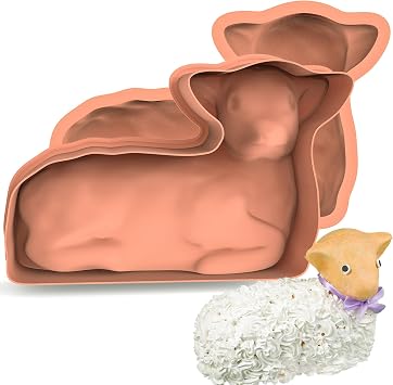 Kamehame Lamb Cake Mold, Silicone 3D Easter Lamb Cake Molds for Baking, Spring Lamb Mold Cake Pan for Easter Baking