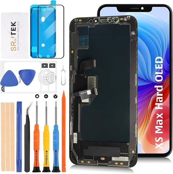 SRJTEK For iPhone XS MAX Hard OLED 120Hz LCD Panel Not Original Super Retina OLED Screen Replacement Repair Touch Panel Set for 6.5" A1921 A2101 A2102 A2103 A2104 Model LCD Display Touch Screen Digitizer Repair Parts with Tools