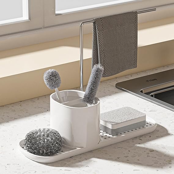 Sink Tidy Caddy, Sponge Holder for Sink Area Organiser, Washing up Soap Caddy, utensil storage holder for Countertop