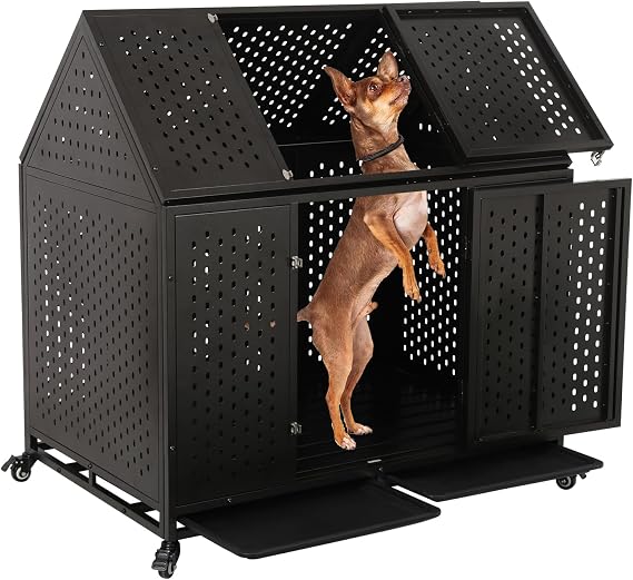 44 Inch Heavy Duty Dog Crate for Large Medium Dogs