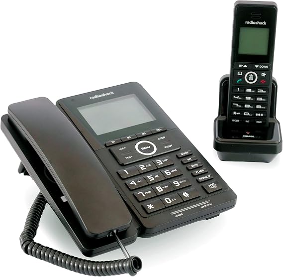RadioShack Corded Phone & Cordless Phone Combo for Home or Office, Landline Phone's Cordless Handset Charges Quickly for Long-Lasting Use