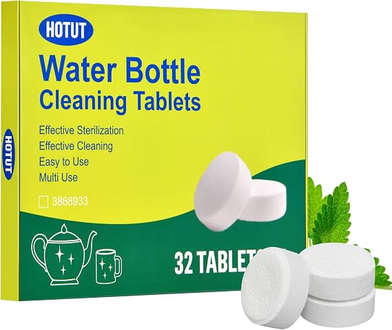HOTUT Water Bottle Cleaning Tablets,32 Pcs Tablets,Removes Tough Stains and Odors,Individually Packed,Cleaning Tablets for All Plastics and Glass Drinking Containers