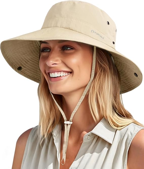 FURTALK Sun Hats for Women Ponytail Wide Brim Summer Packable Cowboy Hat