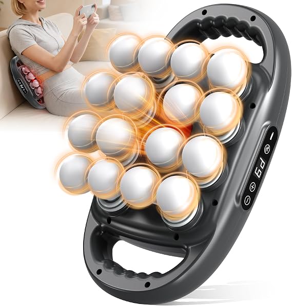 Back Massager Pain Relief,16 Head Massage Gun Deep Tissue,Percussion Massager with 9 Modes & 9 Intensities,Noise-Free,for Shoulders,Legs,Foot,Neck Massager,Massage Tool